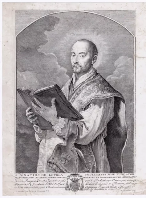 C12/53-GRANDE GRAVURE ORIGINALE-IGNACE DE LOYOLA-PRÊTRE-18ème