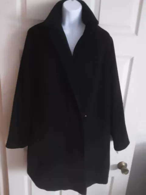 VINTAGE ILGWU Union Made in USA Black Cashmere Coat Size 12 -14??