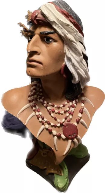 Vintage 1902 Hiawatha Chalkware Cigar Store Bust Indian Head