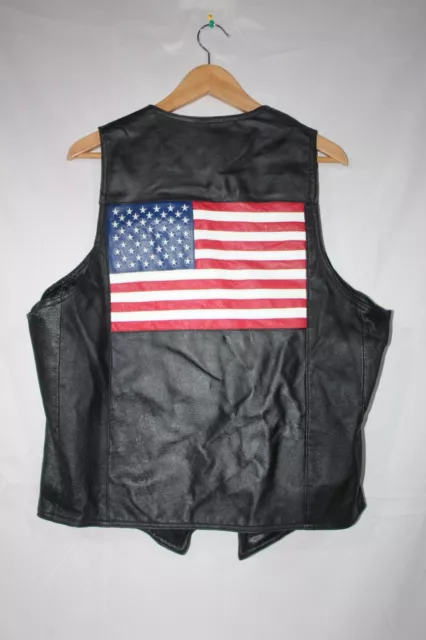 MENS REAL WORK WEAR BLACK LEATHER  biker vest size XL New