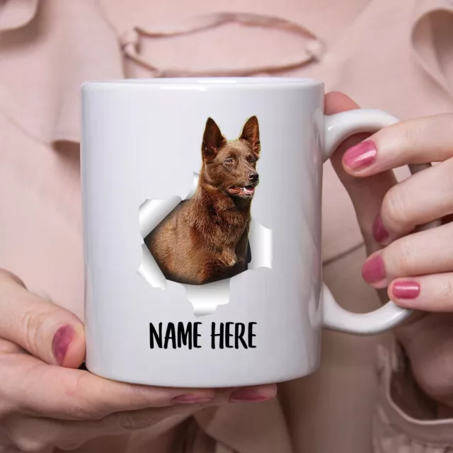 Funny Personalized Australian Kelpie Red Custom Name White Coffee Mug