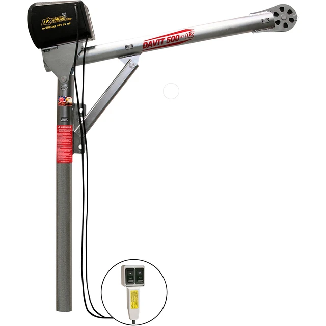 OZ Lifting Products Davit Crane w/DC Winch- 500-Lb Cap 67in Height