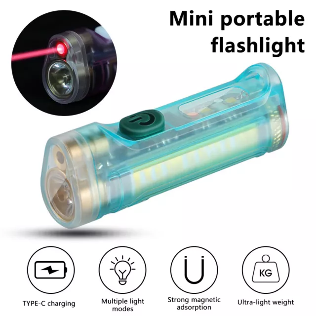 Mini Rechargeable Keychain LED Flashlight Torch Super Bright Pocket Lamp Light