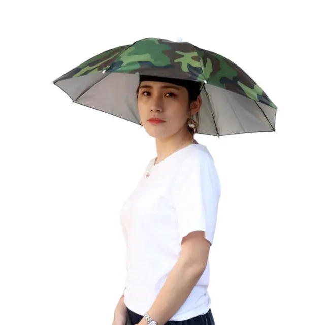 FE# 5pcs Outdoor Portable Anti-Rain Anti-Sun Head Umbrella Hat (Camouflage)