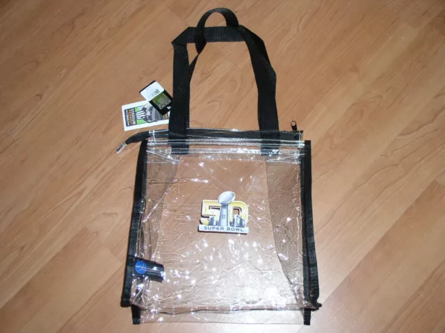 NFL Super Bowl 50 Clear Square Zip Tote Bag 12 X 12 X 6 - Collectible