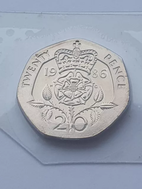 1986 BUNC 20p Tudor Rose Twenty Pence Coin Brilliant Uncirculated Rare