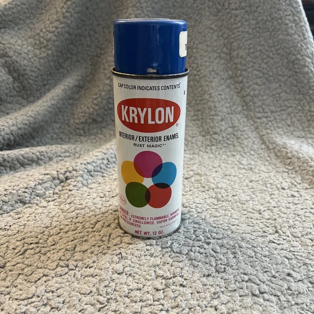 VINTAGE BORDEN KRYLON (True Blue) Spray Paint Can Advertisement Half