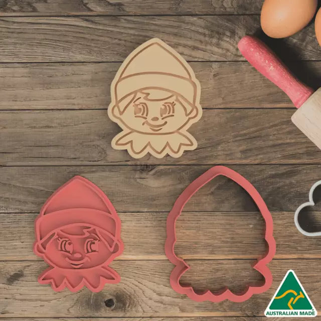 Elf Face Cookie Cutter and Embosser Stamp