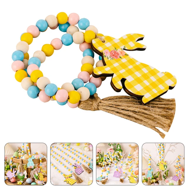 Ghirlanda di perle in legno di Pasqua con perle di ghirlanda di perle di