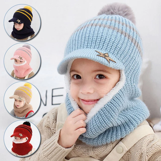 Cappello caldo inverno caldo inverno bambino bambine sciarpa con cappuccio earflap lavorato a maglia CVM 6