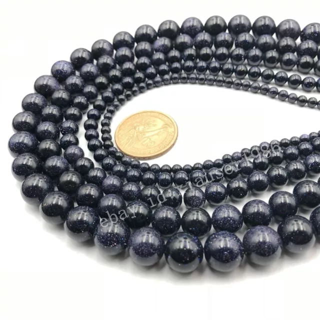 Natural Blue Sand Stone Round Loose Beads Jewelry Making 4mm 6mm 8mm 10mm 12mm