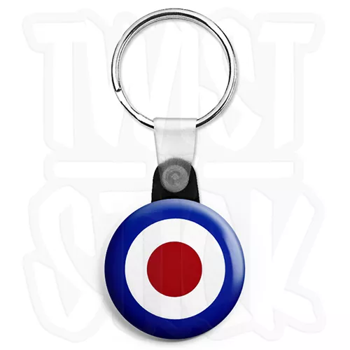 RAF Roundel Target - Keyring Button Badge - 25mm Mod Keyrings, Zip Pull Option