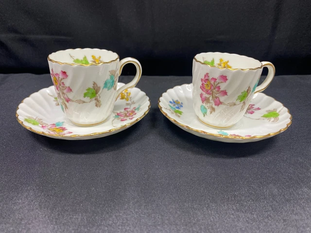 Set of 2 ~ Minton "VERMONT" England ~ Demitasse Cups and Saucers ~ 2 1/8" Tall