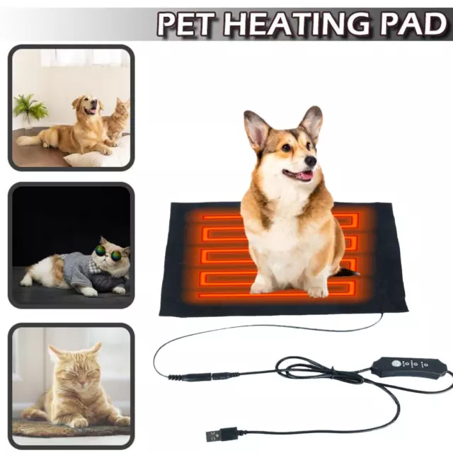 USB 3Level Electric Heating Pad Pet Dog Cat Bed Warmer Home Office Chair Mat