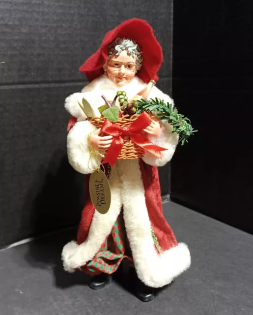 Possible Dreams Clothtique Christmas Mrs Claus Basket Of Cheer Figure In Box