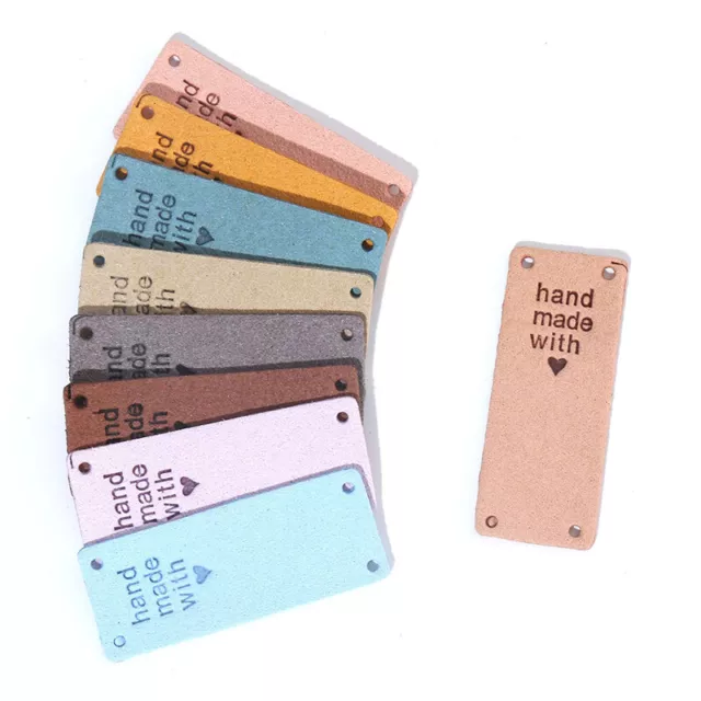 20 pcs Labels Tags Hand Made With Love Leather Label Clothes Sewing Tags Label