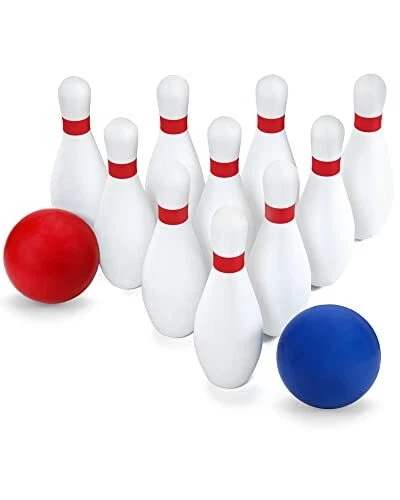 Kids Bowling Set with 10 Soft Foam Bowling Pins & 2 Balls, Indoor Outdoor