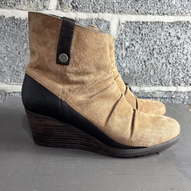 The North Face Bridgeton Wedge Zip Ankle Waterproof Boots Womens Size 7.5 Brown