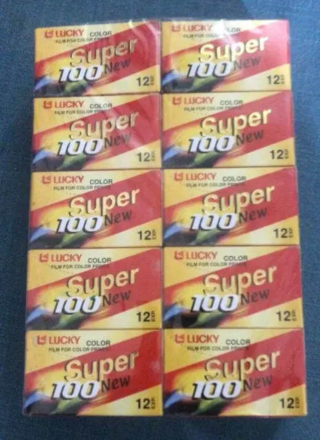 RULLINI SUPER 100 NEW LUCKY COLOR FILMS 12 pose NUOVO Sigillato COLORE