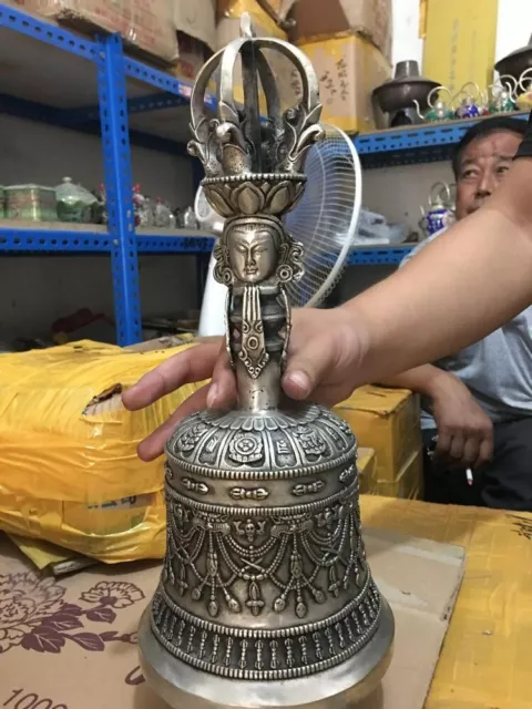 Tibet Buddhist Supplies Silver Brass Bronze Buddha Bell Alarm bell Ghanta
