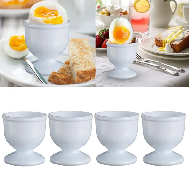 4x White Egg Cup Holder Hard Soft Boiled Eggs Holders Cups Kitchen Breakfast