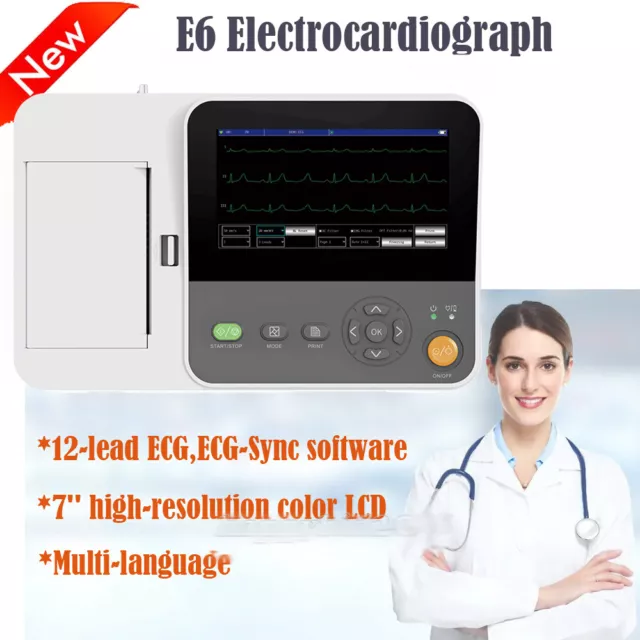 Nouveau moniteur ECG numérique à 3/6 canaux ECG, électrocardiographe