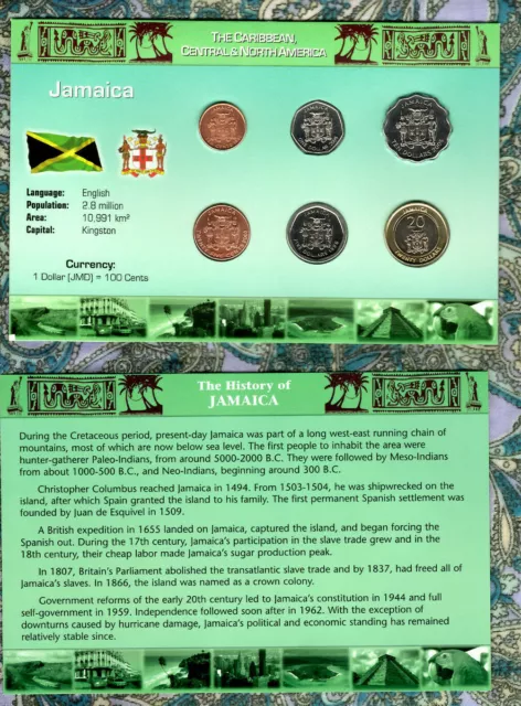 Littleton World Coin Set Jamaica w/card 6 coin UNC 1995-2006 $20 2001 $5 1996