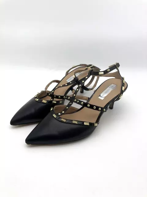 INC International Concepts Womens Black & Gold Studded Carma Pumps Size 7W