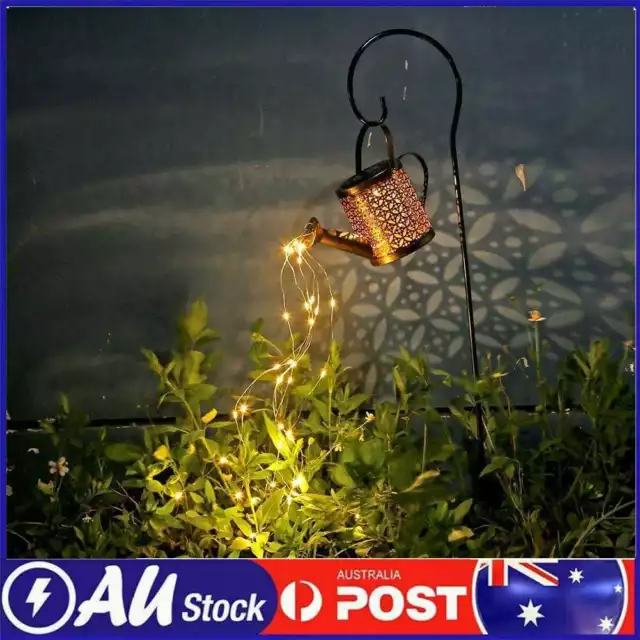 Solar LED Watering Can Lamp Hanging Bracket Holder Garden Pathway Decoration