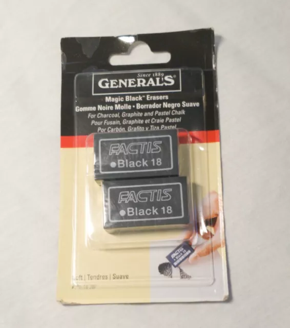 General Pencil Factis Magic Negro 18 Borrador, 2/Paquete