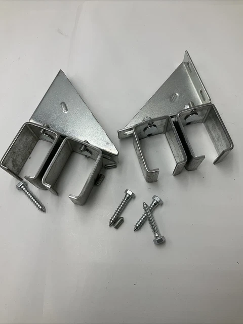 (2) Stanley N104-752 DP51MS2BC Galvanized Double Splice Barn Door Rail Brackets