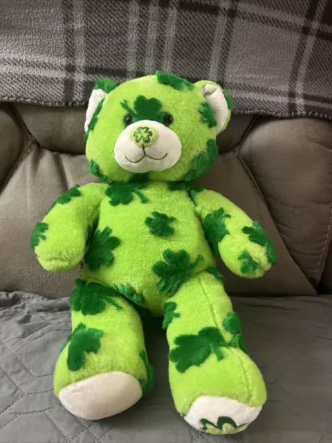 Build A Bear BEARY O'LUCKY TEDDY CLOVER Shamrocks Green Plush 2009