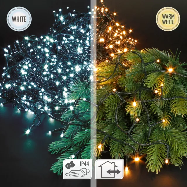 Guirlande de Noël avec LEDs blanc chaud/blanc froid  intérieur/extérieur á choix