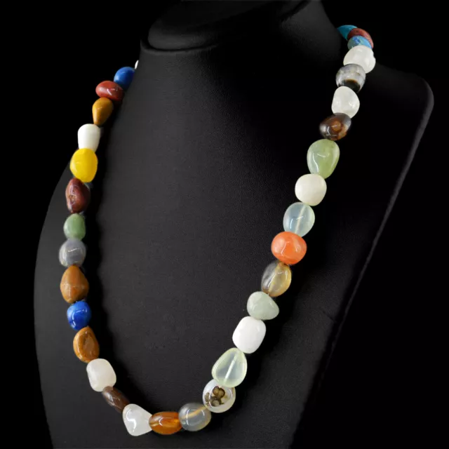 467.00 Cts Natural 20 Inches Long Multicolor Multi Gemstones Beads Necklace (RS)