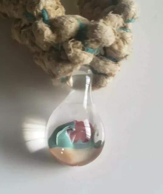 Heady Hand Blown Glass Sunset Pendant Handmade Hemp Necklace Choker GD Phish SCI