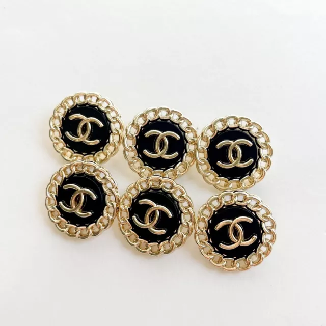 Chanel Vintage Designer White and Black Rope Button STAMPED | 6 PC Bundle