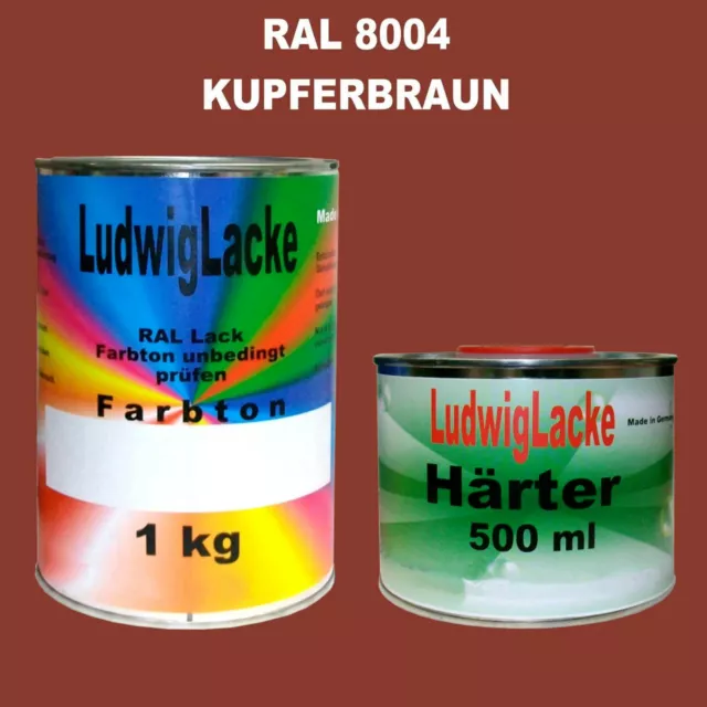 Ral 8004 Kupferbraun 1,5 KG Kit Mat Peinture & Durcisseur Acrylique non Dilué