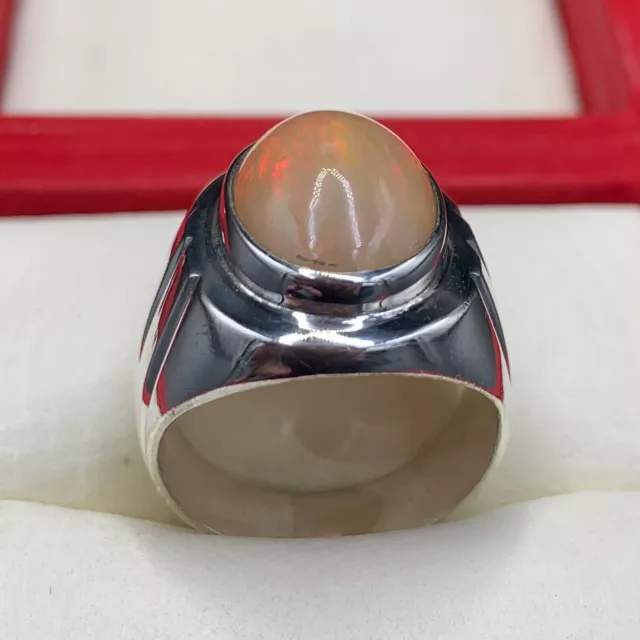 Opal Ringe für Herren, Australian Opal Ring, Feuer 925 Sterlingsilber B