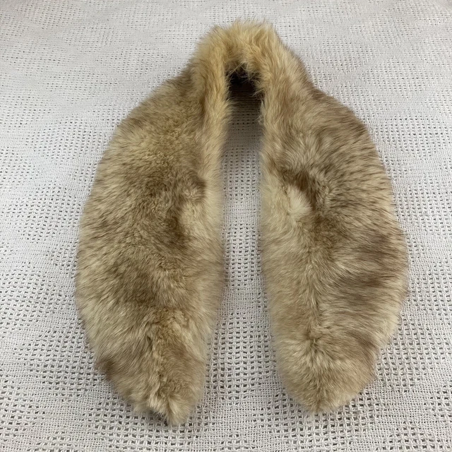 Blonde Light Colored Vintage Genuine Fur Collar Stole Lined 45" Fox