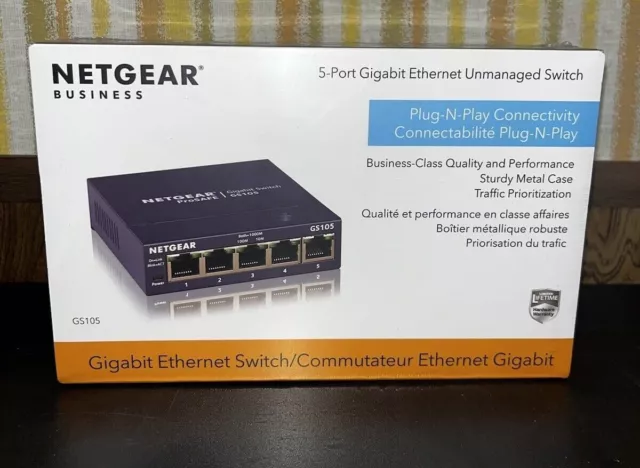 Netgear ProSafe 5-Port Gigabit Desktop Switch - GS105NA_New & Sealed