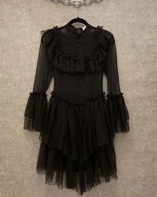 SANDRA MANSOUR H&M COLLABORATION BLACK TULLE LACE DRESS SIZE 8