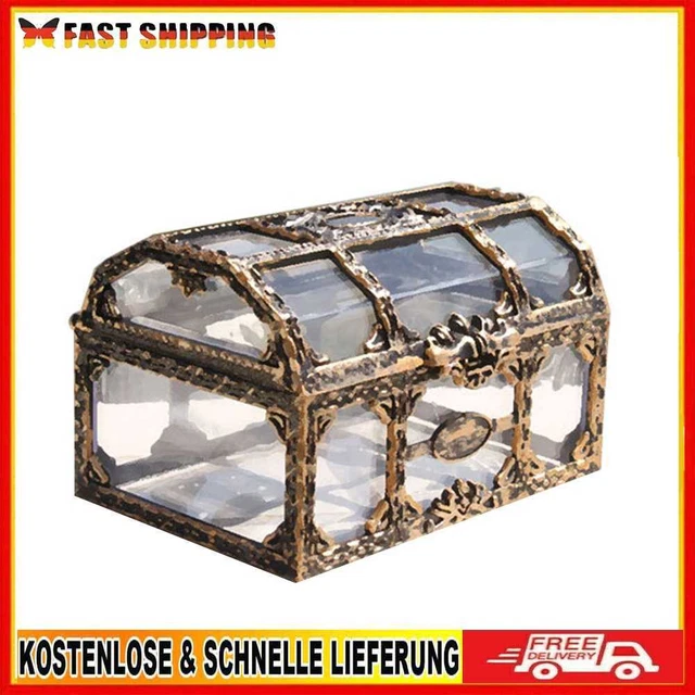 Pirate Treasure Box Crystal Jewelry Trinket Keepsake Transparent Chest Organizer
