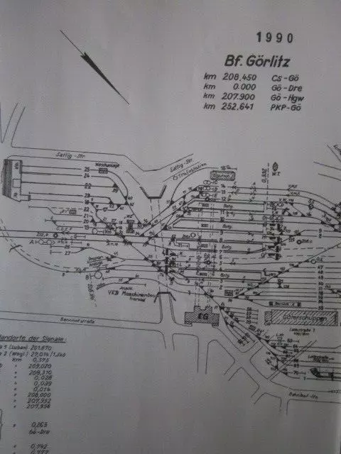 Bahnhof  Gleisplan im Großformat Görlitz 1990