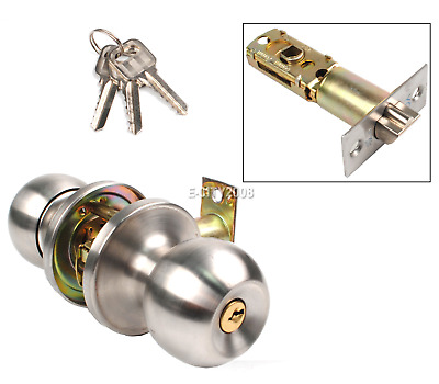 Round Door Knobs Rotation Lock Knobset Handle Stainless Steel Door Knob with Key