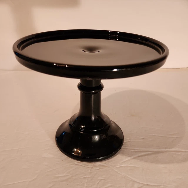 Black Raspberry Mosser Glass 6" Diameter Pedistal Cake Stand 5.5" Tall  Lqqk