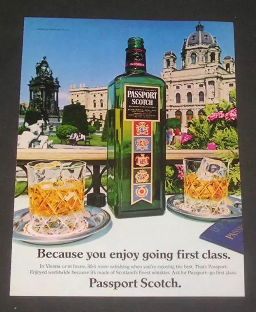 1983 Passport Scotch Whisky Print Ad, Vienna Austria Background View