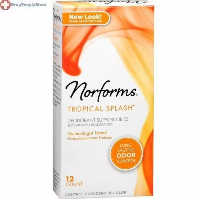 Supositorios de desodorante femenino de larga duración Norforms, salpicaduras tropicales 12 ea