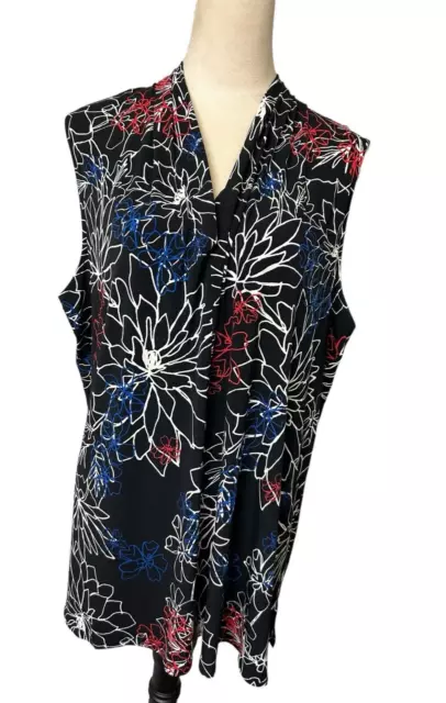 Vince Camuto Floral Sleeveless V Neck Stretch Tunic Pullover Top Plus 3X