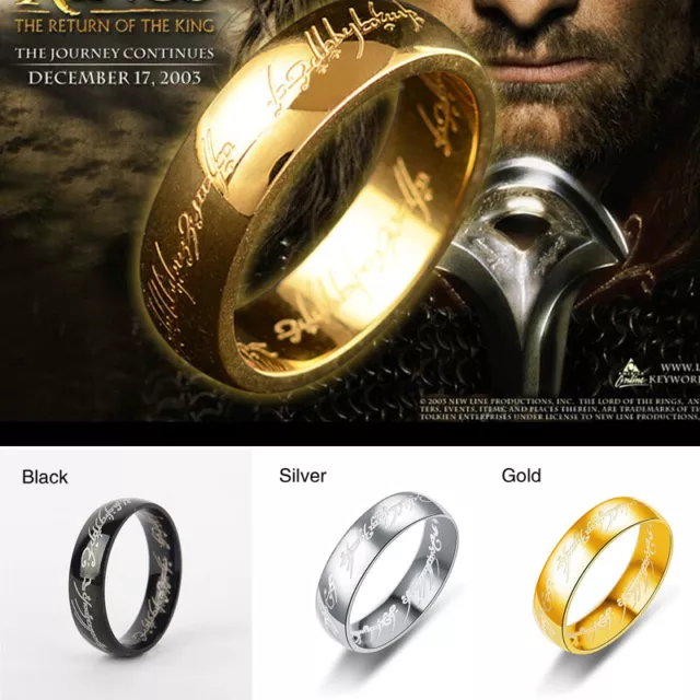 Fashion Lord of The Rings Stainless Steel Men's Ring Size 6-13 The One Ring Lord