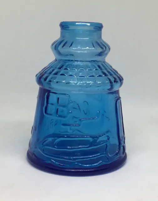 Antique  WHEATON Cape May Bitters Blue Glass Lighthouse Bottle Empty 3-1/2" Tall